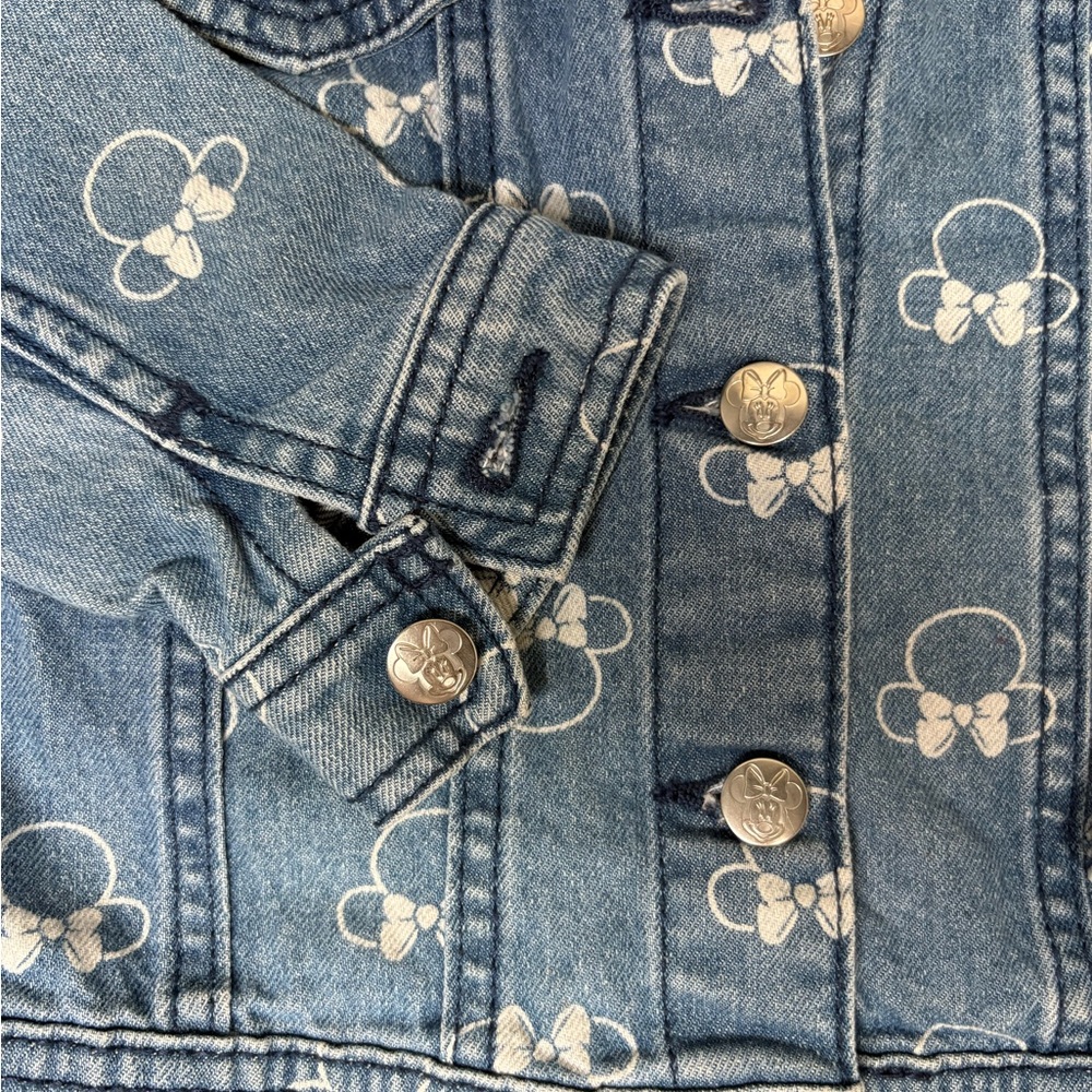 Disney Minnie Mouse Denim Jacket with Minnie Ear/Bow Allover Print, Sz. 3T - Picture 5 of 7